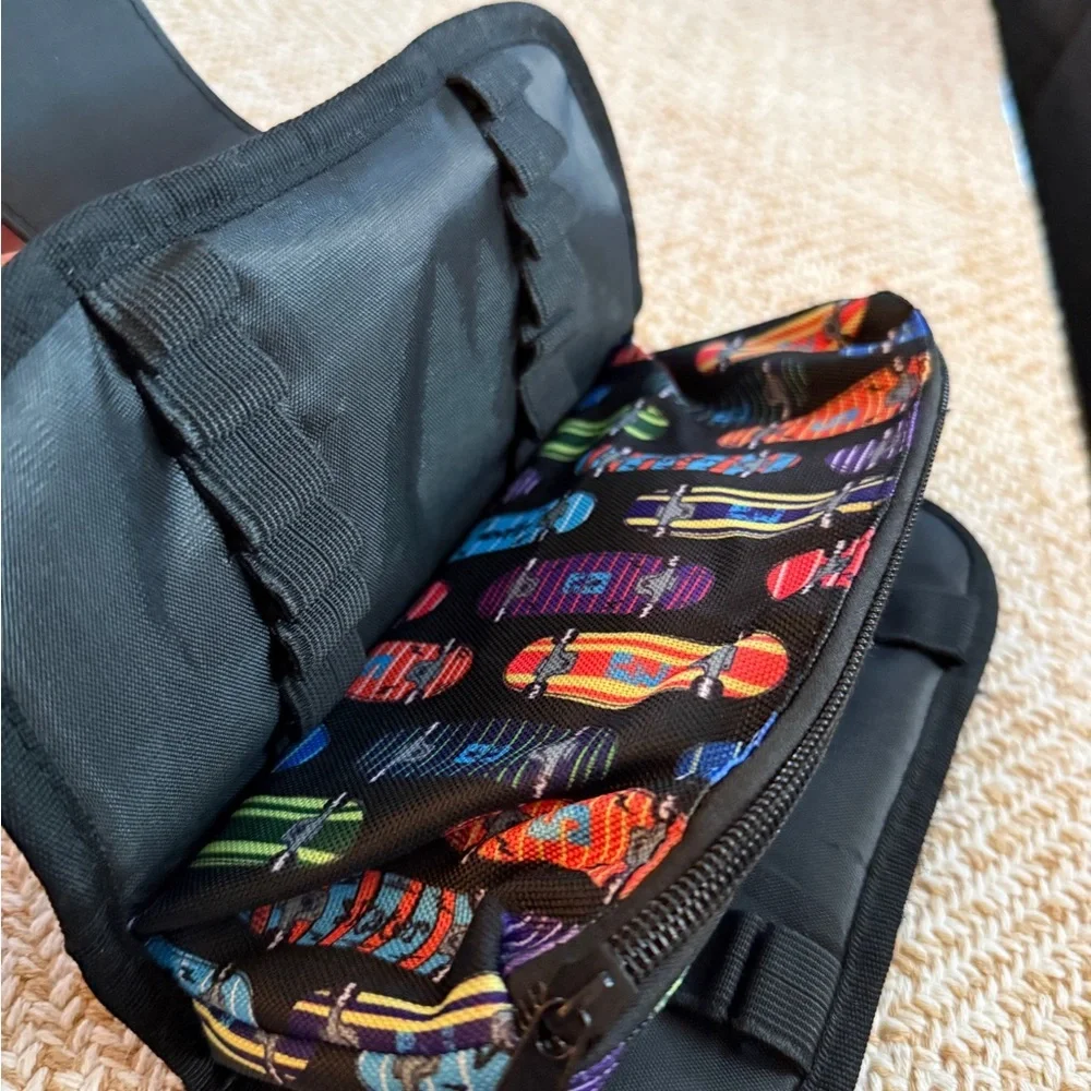 ZIPIT brand fanny pack or hip pouch, featuring a vibrant skateboard pattern